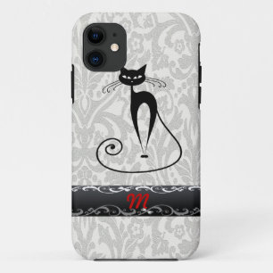 Elegant  black cat damask iPhone 11 case