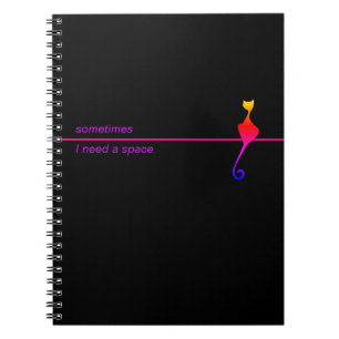 Elegant Black Cat Illustration Art  Notebook
