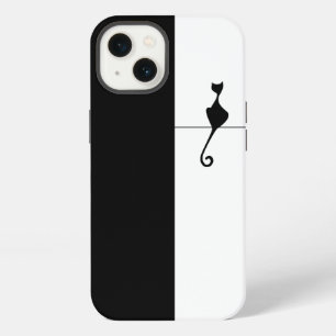 Elegant Black Cat Illustration iPhone 13 Case