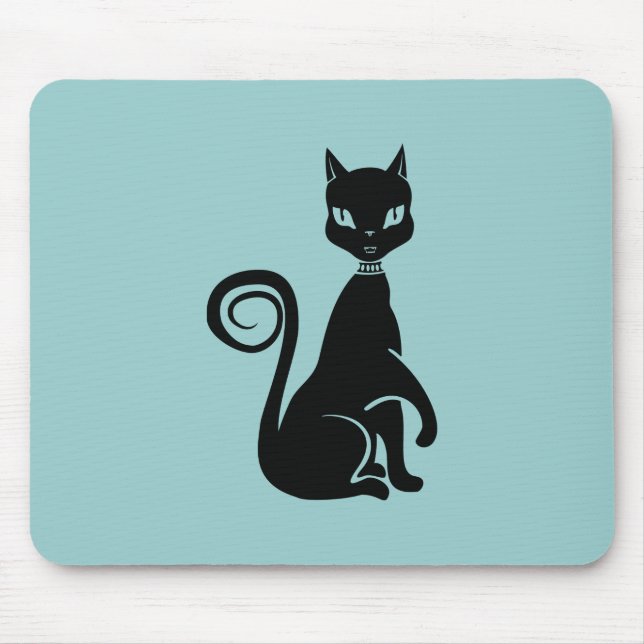 Elegant Black Cat Mouse Pad (Front)