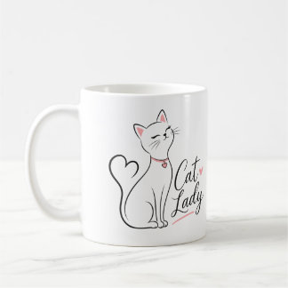 Elegant Black Cat Mum Heart Tail Cute Cat Lady  Coffee Mug