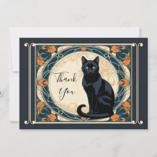 Elegant Black Cat Personalised Thank You Card