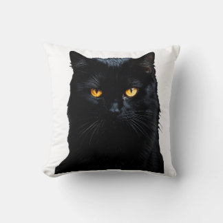 Elegant Black Cat Throw Pillow
