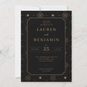 Elegant Black Celestial Stars Invitation