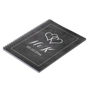 Elegant black chalkboard custom wedding notebook