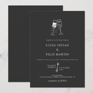 Elegant Black Champagne Wedding Invitation