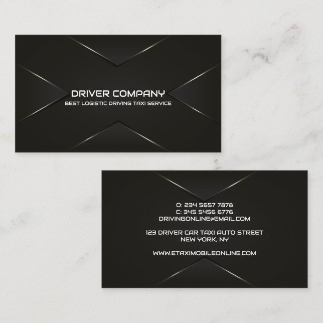 Elegant Black Chauffeur Driver Business Card (Front/Back)