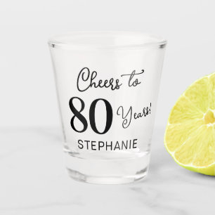 Elegant Black Cheers to 80 Years 80th Birthday Shot Glass