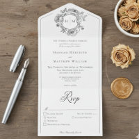 Elegant Black Chinoiserie Bird Crest Wedding