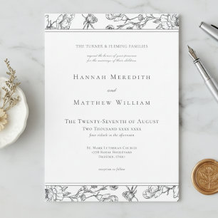 Elegant Black Chinoiserie Bird Crest Wedding Invitation