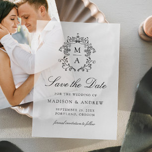 Elegant Black Chinoiserie Wedding Save the Date Vellum Invitations