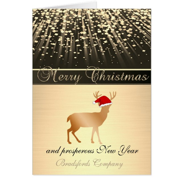 Elegant Black, Christmas Deer Santa Hat,Corporate (Front)