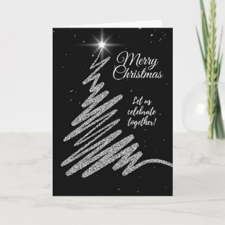 Elegant Black Christmas Tree Greeting Cards