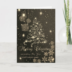 Elegant Black,Christmas Tree,Snowflakes,Corporate Holiday Card