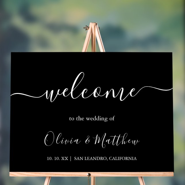 Elegant Black Classic Minimalist Wedding Acrylic Sign (Neutral)