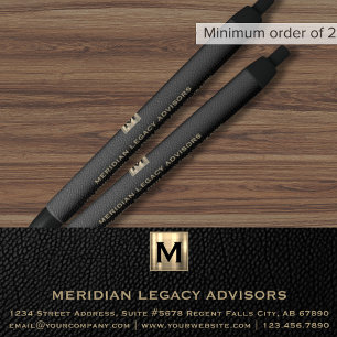 Elegant Black Classic Monogram Ink Pen