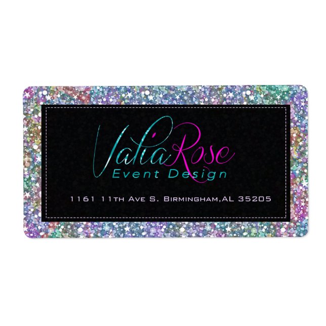 Elegant Black Colourful Purple Glitter & Sparkles  (Front)