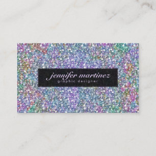 Elegant Black Colourful Purple Glitter & Sparkles Business Card