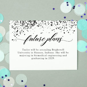 Elegant Black Confetti Graduation Future Plans Card