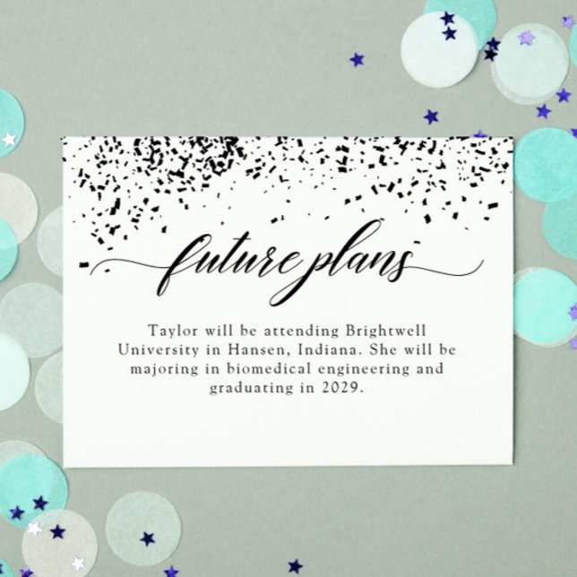 Elegant Black Confetti Graduation Future Plans Card (Creator Uploaded)