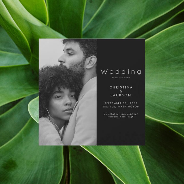 Elegant Black Couple Photo Save the Date Magnetic Invitation (Creator Uploaded)