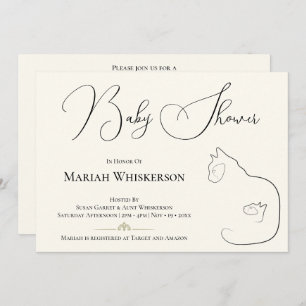 Elegant Black & Cream Cat Lover Baby Shower Invitation