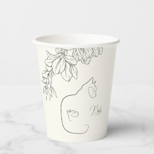 Elegant Black & Cream Cat Lover Baby Shower Paper Cups