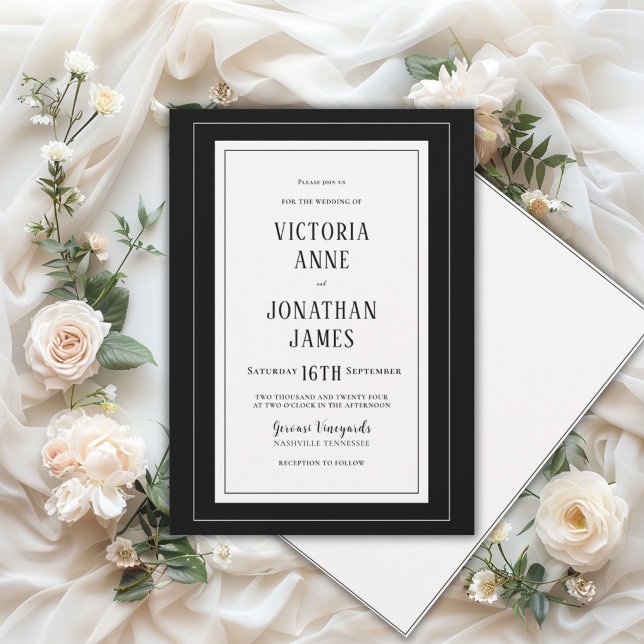 Elegant Black & Cream Chic Wedding Invitation (Creator Uploaded)