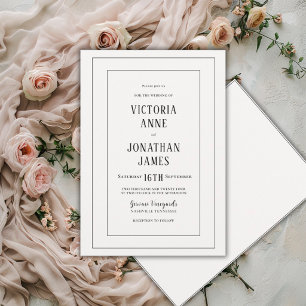 Elegant Black & Cream Chic Wedding Invitation