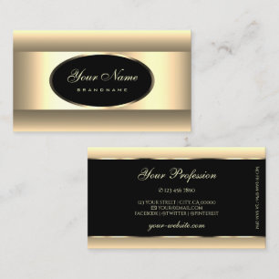 Elegant Black Cream Ombre Light Gold Decor Frame Business Card
