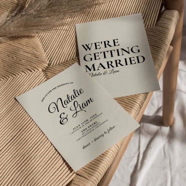 Elegant Black Creamy Retro Fun Bold Modern Wedding Invitation (Creator Uploaded)