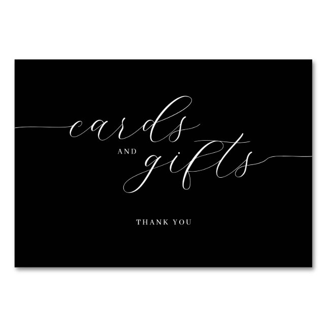 Elegant Black Cursive Thank You Card (Front)