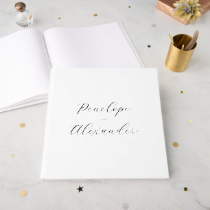 Elegant Black Cursive Wedding Guest Book
