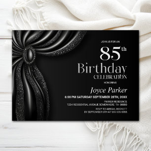 Elegant Black Curtain 85th Birthday Party Invitation