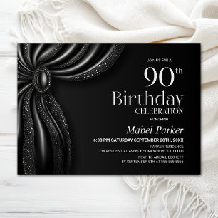Elegant Black Curtain 90th Birthday Party Invitation