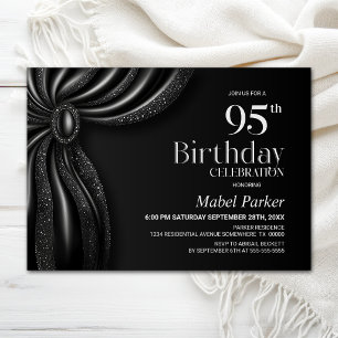 Elegant Black Curtain 95th Birthday Party Invitation
