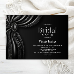 Elegant Black Curtain Bridal Shower Invitation