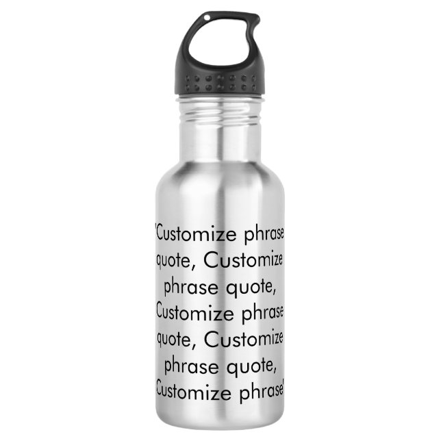 Elegant black custom text phrase quote monogram 532 ml water bottle (Front)