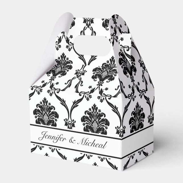 Elegant Black Damask Customisable　Favour Box (Front Side)