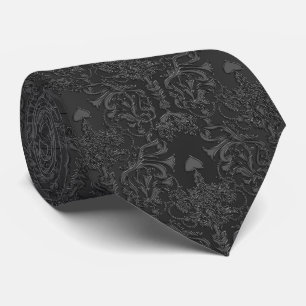 Elegant Black Damask Lace Tie
