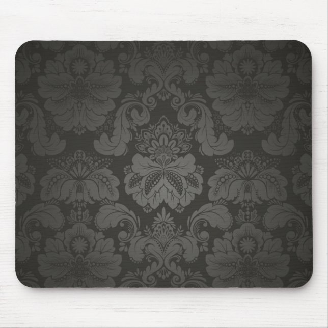 Elegant Black Damask Mouse Pad (Front)