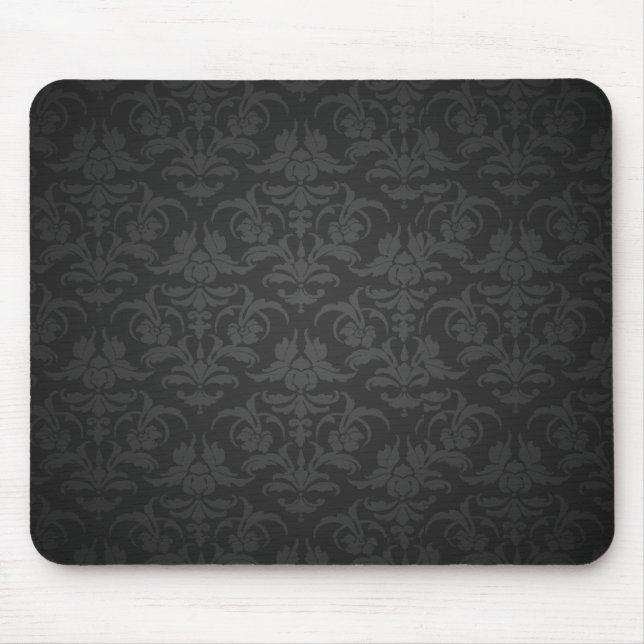 Elegant Black Damask Mouse Pad (Front)