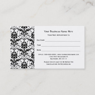 Elegant Black Damask Pattern Salon Appointment Card