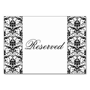 Elegant Black Damask Pattern Wedding Special Event Table Number