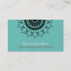 Elegant Black Damask Swirl Yoga Healing Health Business Card