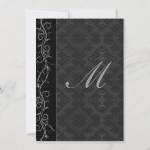 Elegant Black Damask Wedding Invitation