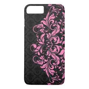 Elegant Black Damasks & Pink Lace iPhone 8 Plus/7 Plus Case
