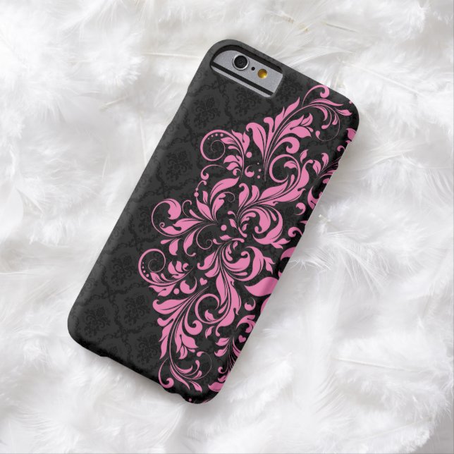 Elegant Black Damasks & Pink Lace Case-Mate iPhone Case (In Situ)