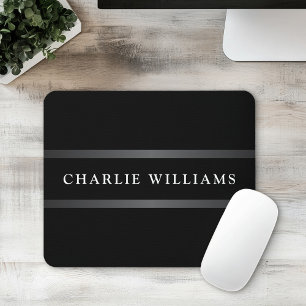 Elegant black dark gray family name or business mouse pad