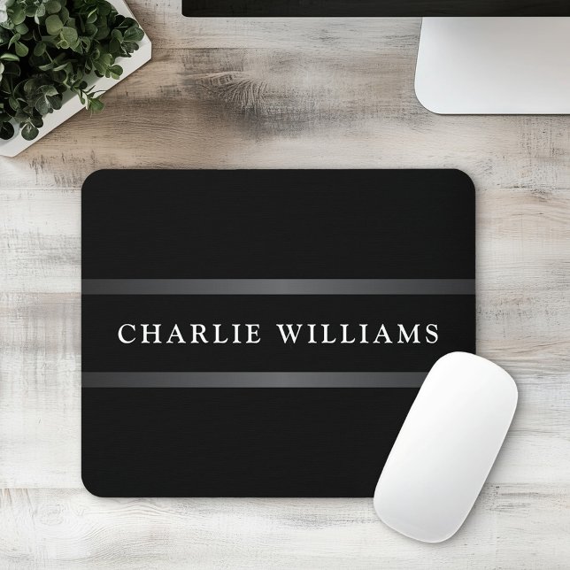 Elegant black dark grey family name or business mouse pad (Elegant black dark gray family name or business mouse pad)